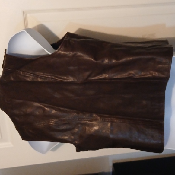 Michael Kors Dark Brown Leather Vest. Sz. Large - Picture 5 of 8
